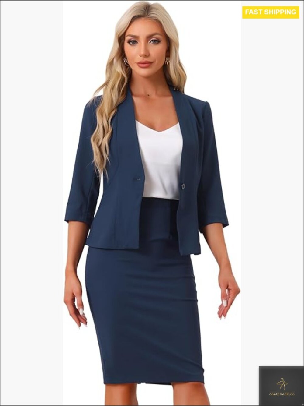 Women's 2 Piece Blazer Pencil Skirt Suit Business Office Work Outfit Set